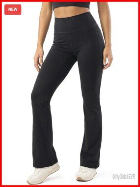 Tall Women's Cotton Flare Leggings with Side Pockets High Waist Yoga Pants
